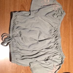 flushed-out mint green, off the shoulder crop top